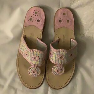 Jack Rogers Pink Pastel Seersucker Plaid  Sandals 7